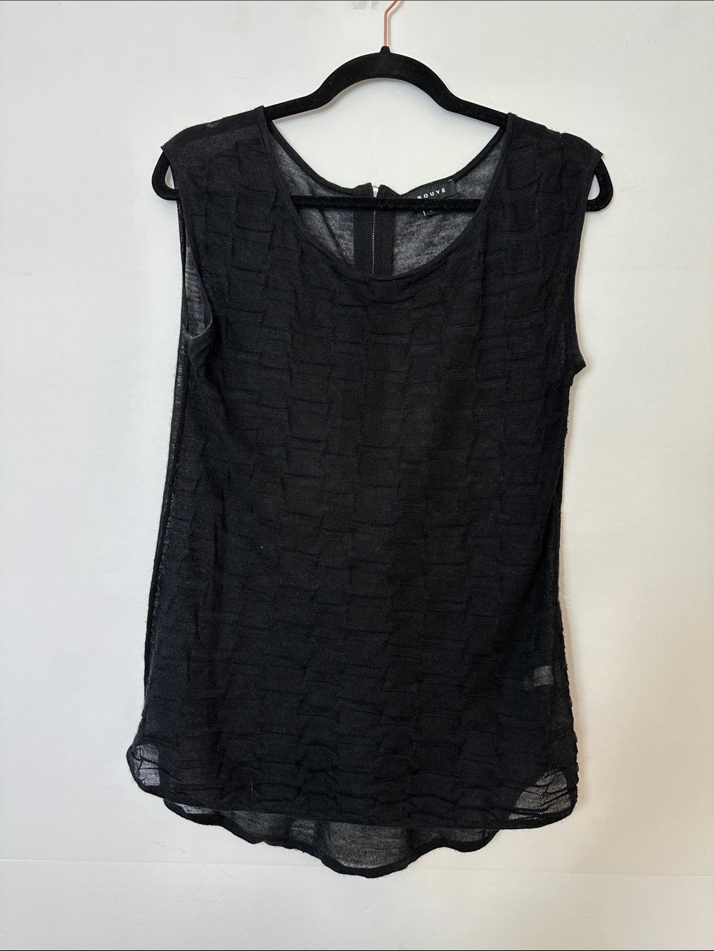 Trouve Black Textured Sleeveless Tank Top